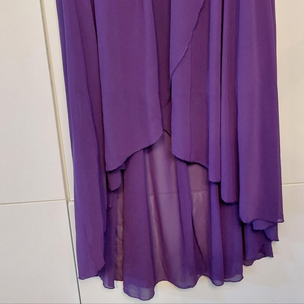 Rosegal Green Scale-Print Bodice with Purple High-Low Skirt Dress - Picture 7 of 11